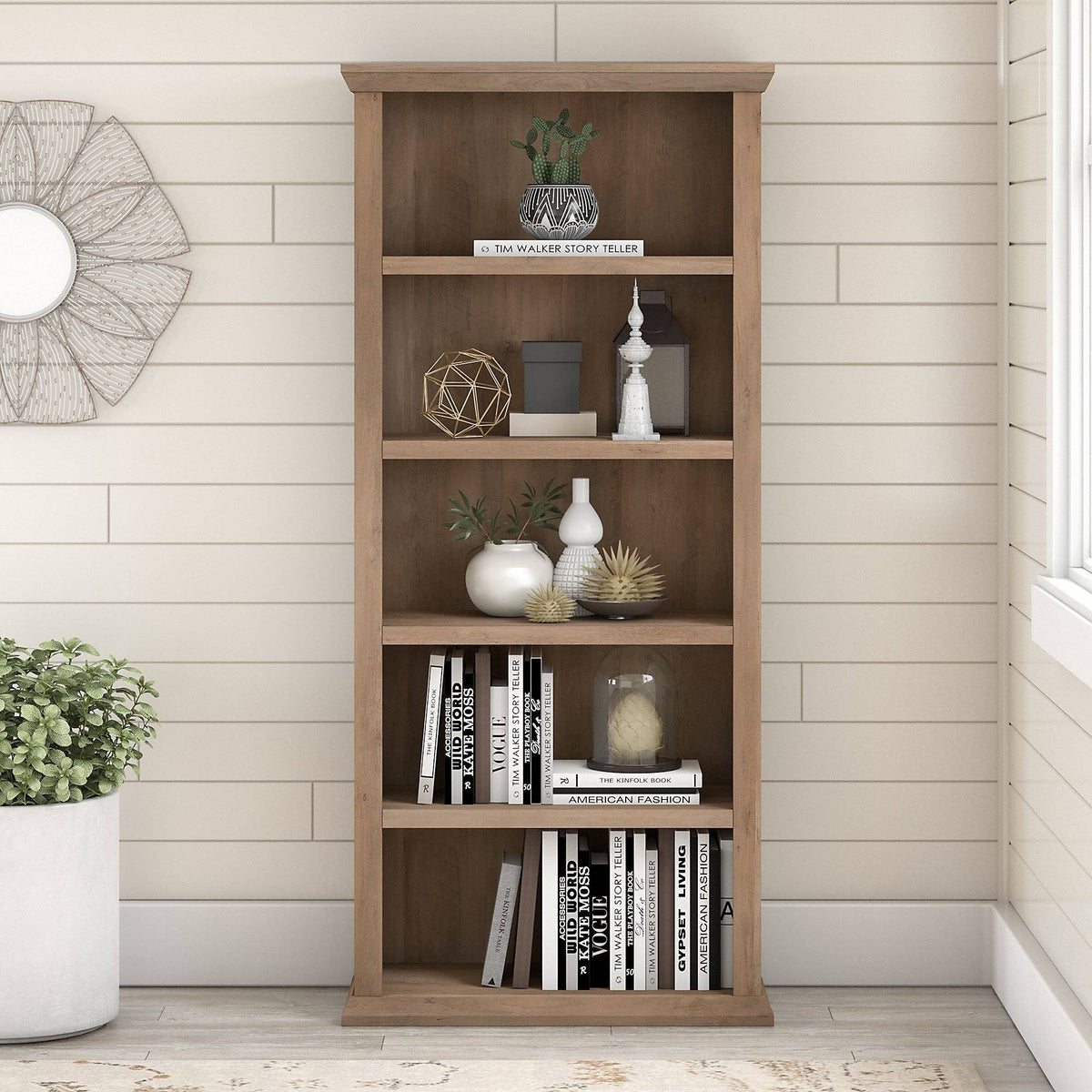 Reclaimed Pine 5 Shelf Bookcase D153941
