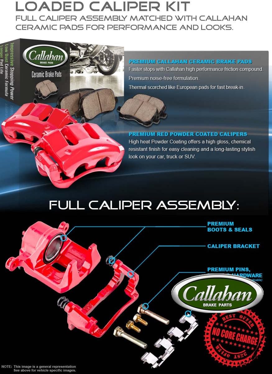 Rear Caliper Pair with Ceramic Brake Pads and Hardware Kit H293865