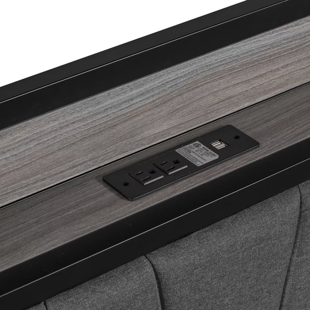 White Metal Platform Bed with Twin Trundle and USB Ports Q98781