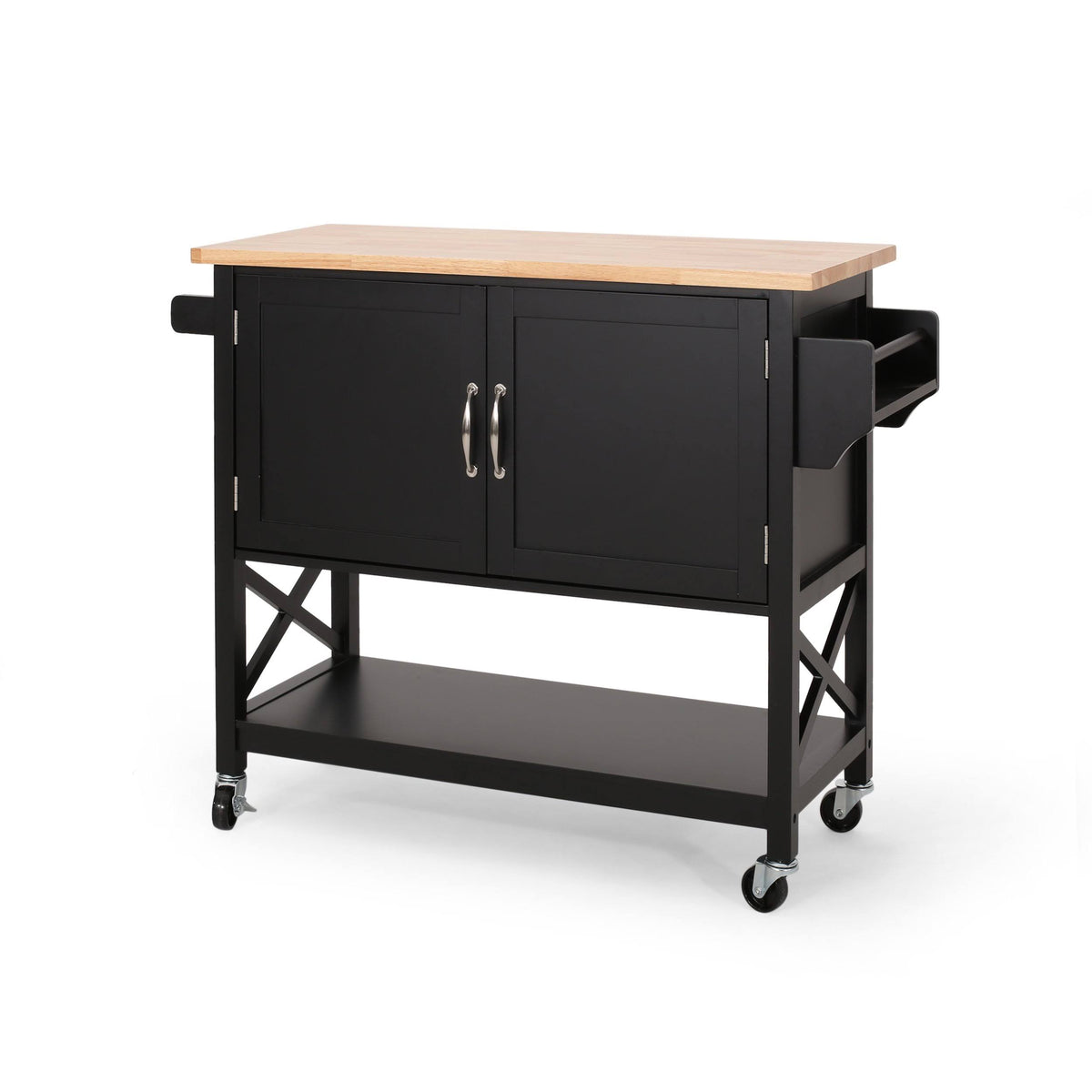 Gray Farmhouse Kitchen Cart with Wheels F401