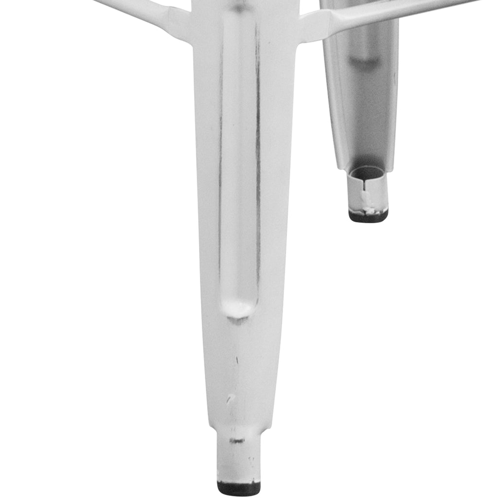 4 Pack 30" High Backless Distressed White Metal Barstool P4176