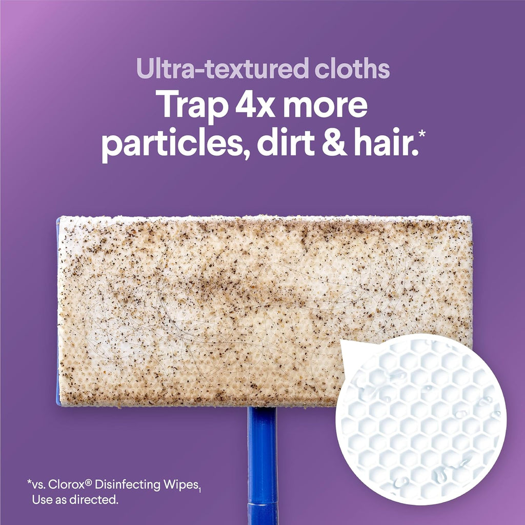Disinfecting Wet Mop Pad, Disposable Mop Heads, Lavender and Jasmine, 2 Packs, 24 Wet Refills Per Pack J11849