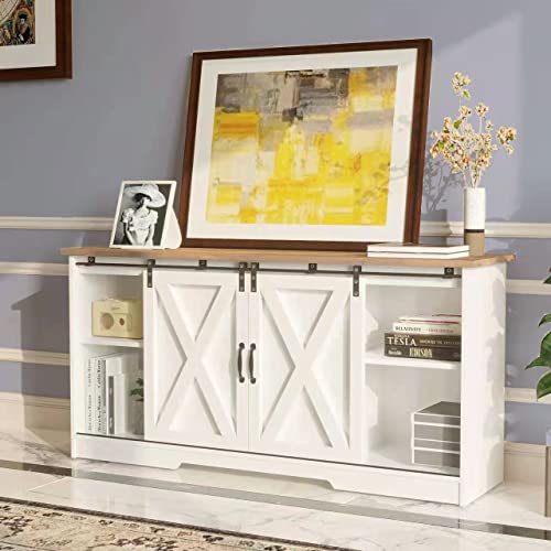 Espresso Farmhouse TV Stand with Sliding Barn Doors H88878