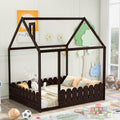 White Wood Twin House Shaped Floor Bed S69639
