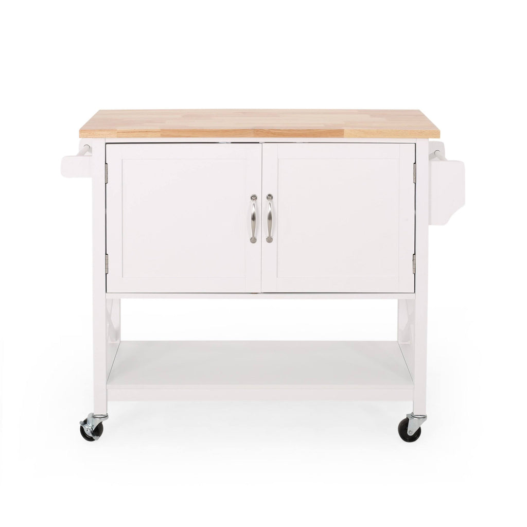 Gray Farmhouse Kitchen Cart with Wheels F401