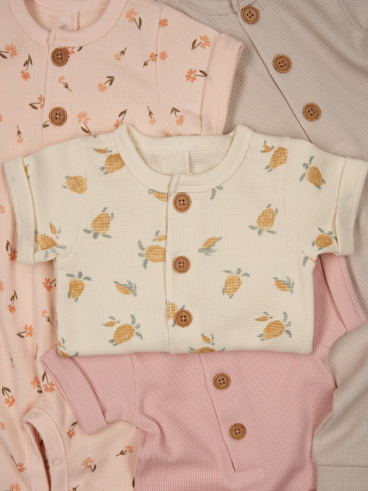 Baby Girl Short Sleeve and Long Leg Romper A2287