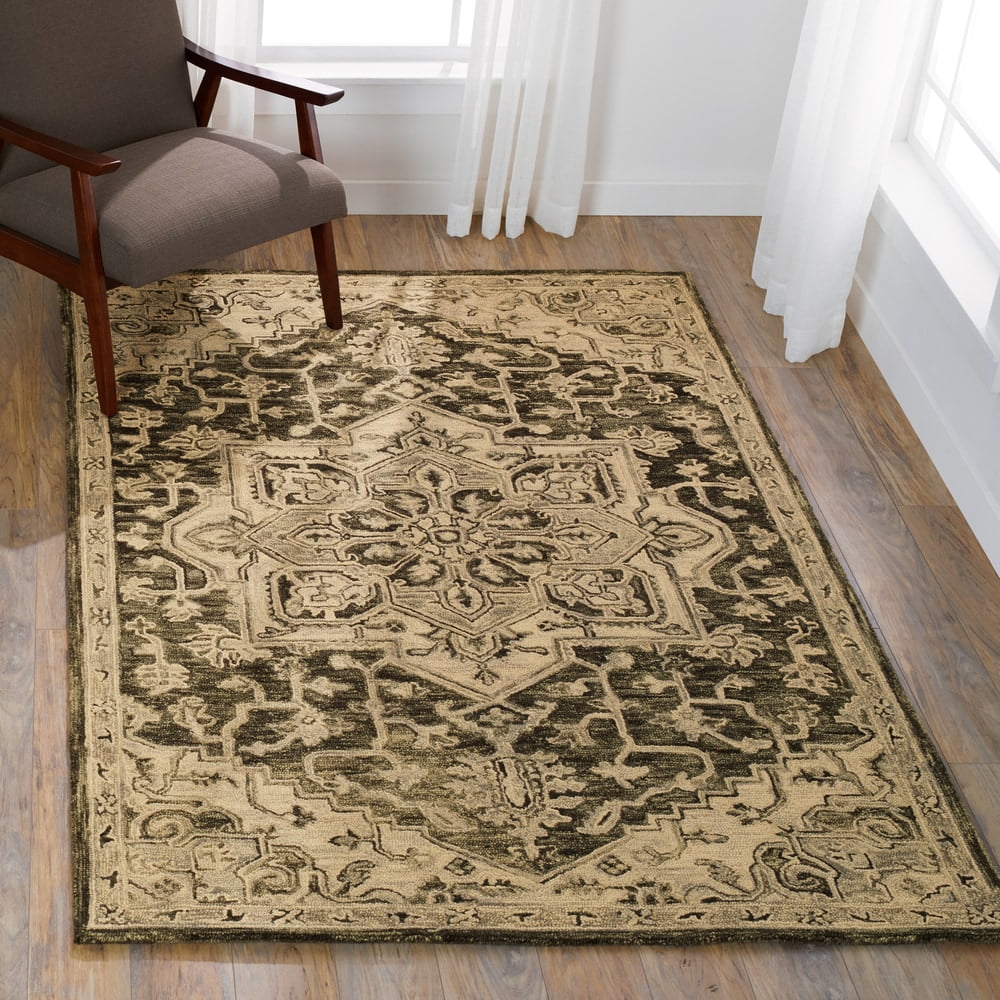 Hand-hooked Wool Star Area Rug Red/Multi 7'9" x 9'9" F423588
