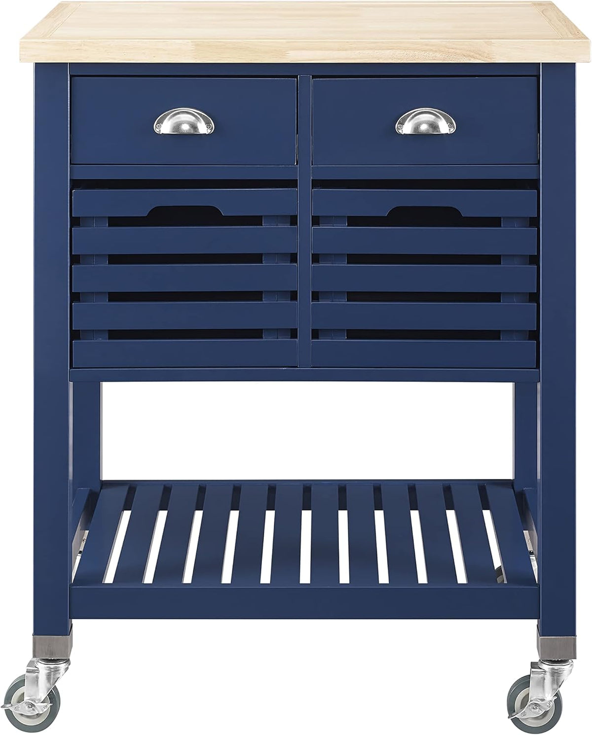 Denim Kitchen Cart with Locking Wheels O113653