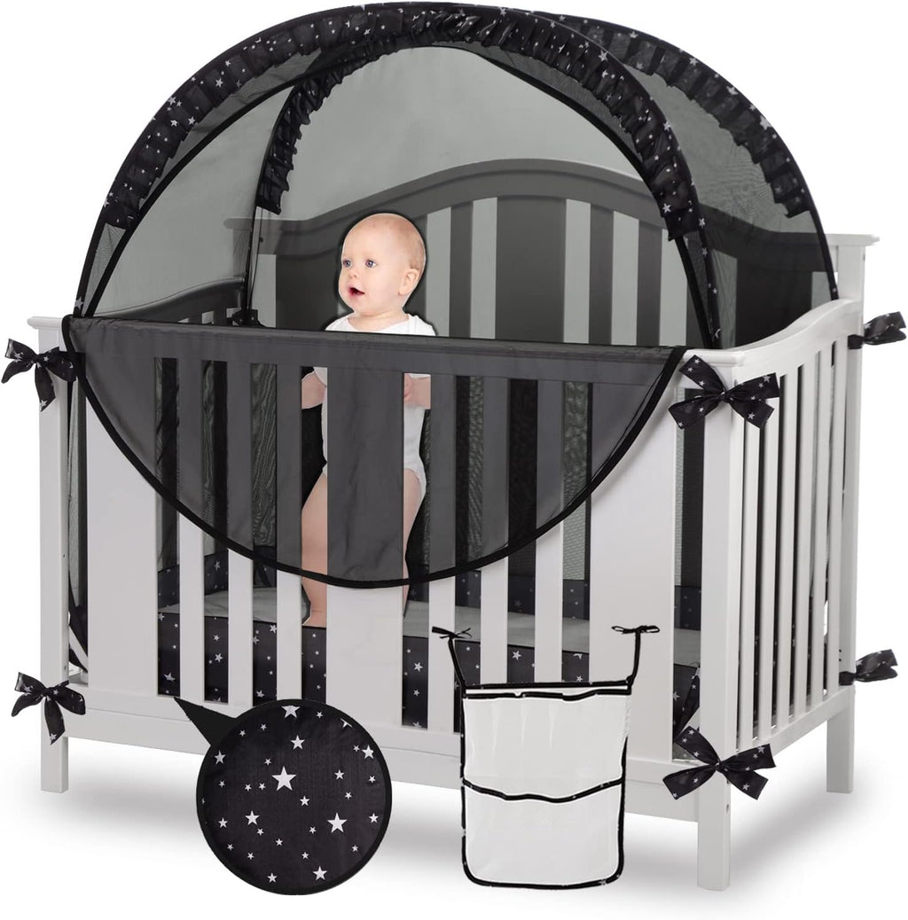 Pop Up Crib Tent Cover with Mesh Organizer X9335