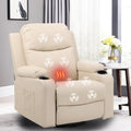 Black PU Leather Swivel Rocker Recliner Chair with Heat and Massage A6587