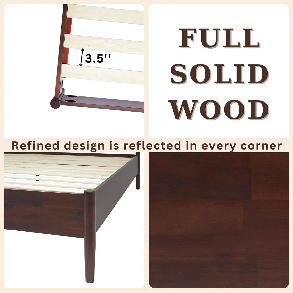 King Acacia Wood Bed Frame with Rattan Headboard V575222