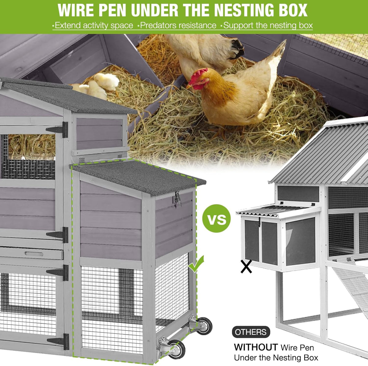 Large All-Steel Frame Chicken Coop with Metal Run M865393