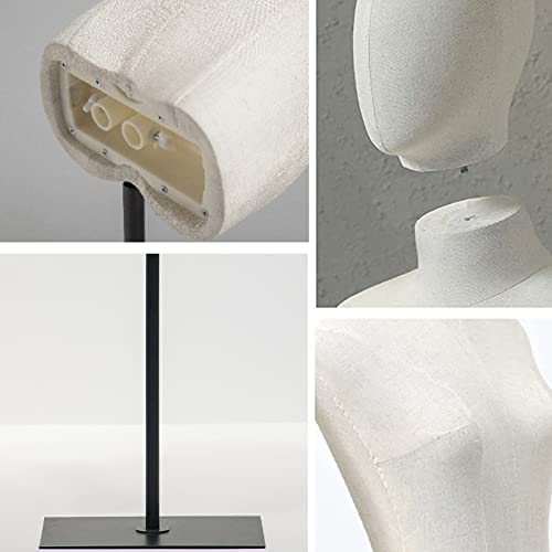 Beige Display Mannequin with Detachable Head, Wooden Hands, Adjustable Height Stand S9035