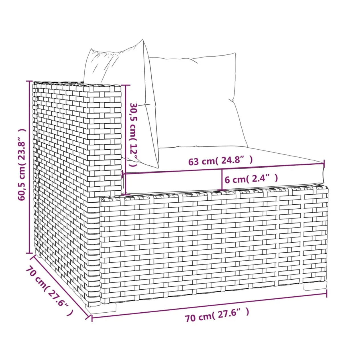 9 Piece Poly Rattan Outdoor Sectional Sofa Set with Anthracite Cushions Steel Frame D5336