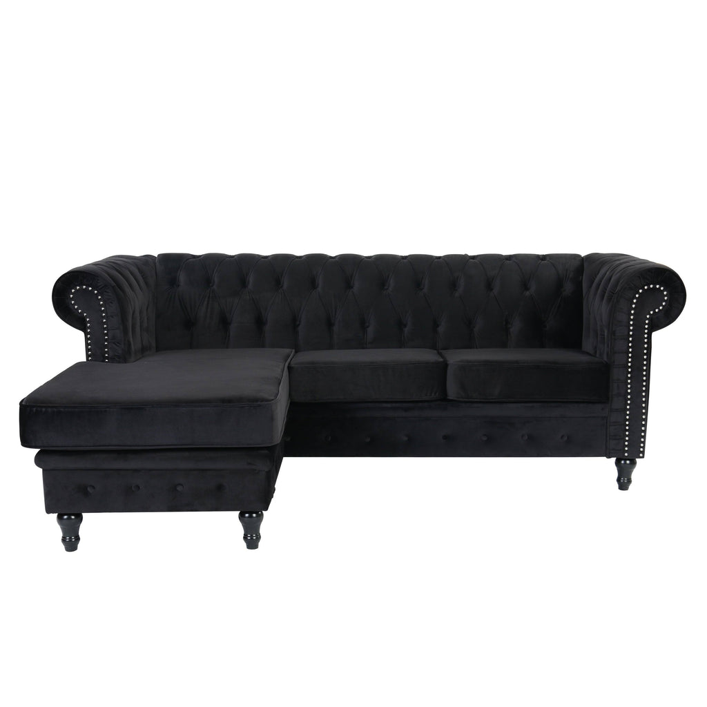 Red Velvet Rolled Arm Sofa with Ottoman Y88666