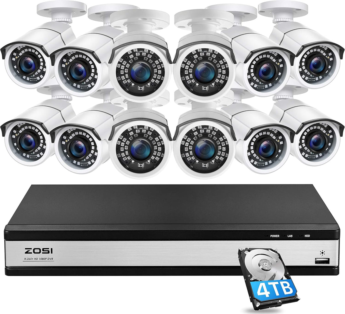 16 Channel 4TB Security Camera System with 12 x 1080p Outdoor Indoor Camera Q208325