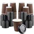 Disposable 12 fl oz Brown Rippled Double-Walled Paper Hot Cup with Lid 400 Sets U61868