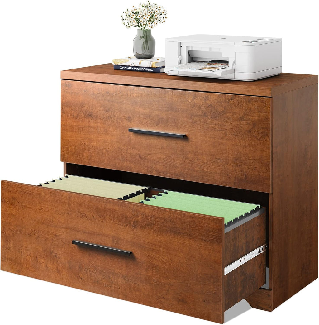 Gray Oak 2 Drawer Wood Lateral File Cabinet I10428