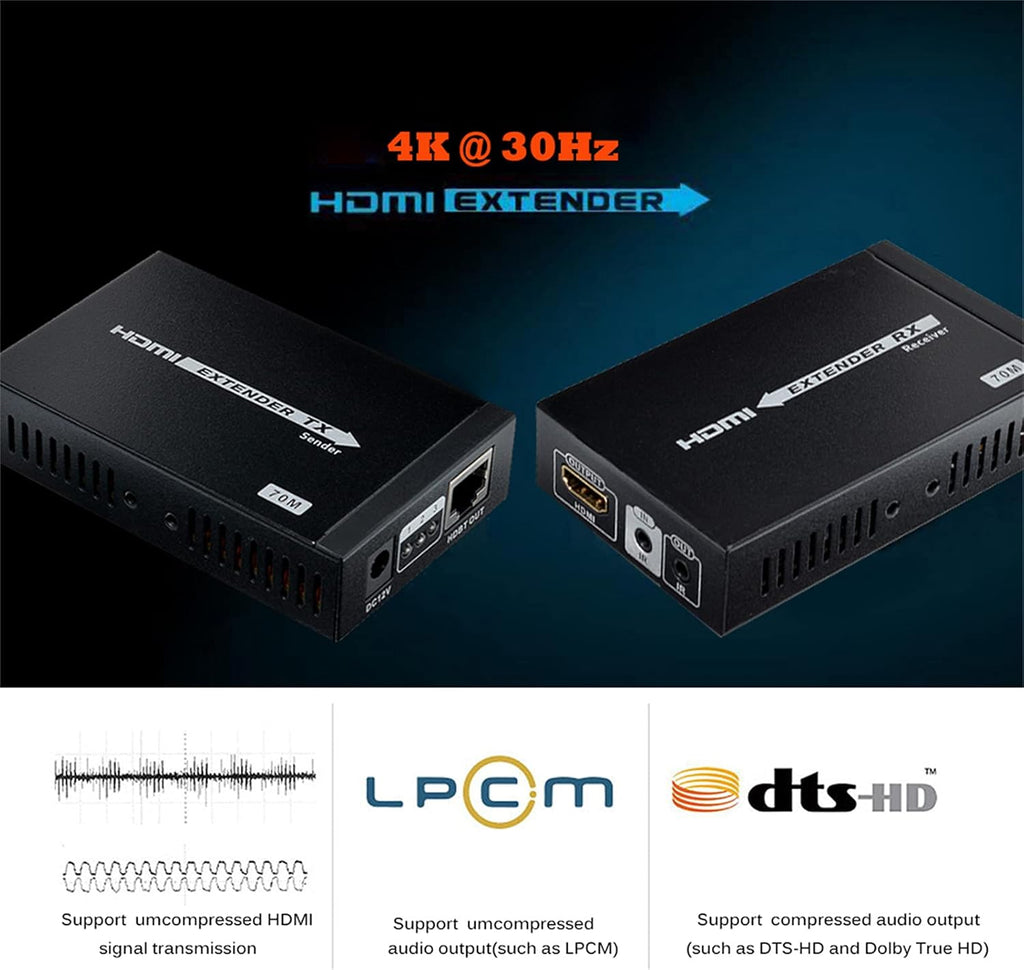 4K HDMI Extender Over CAT6 Cable Uncompressed Transmission up to 230ft M736616
