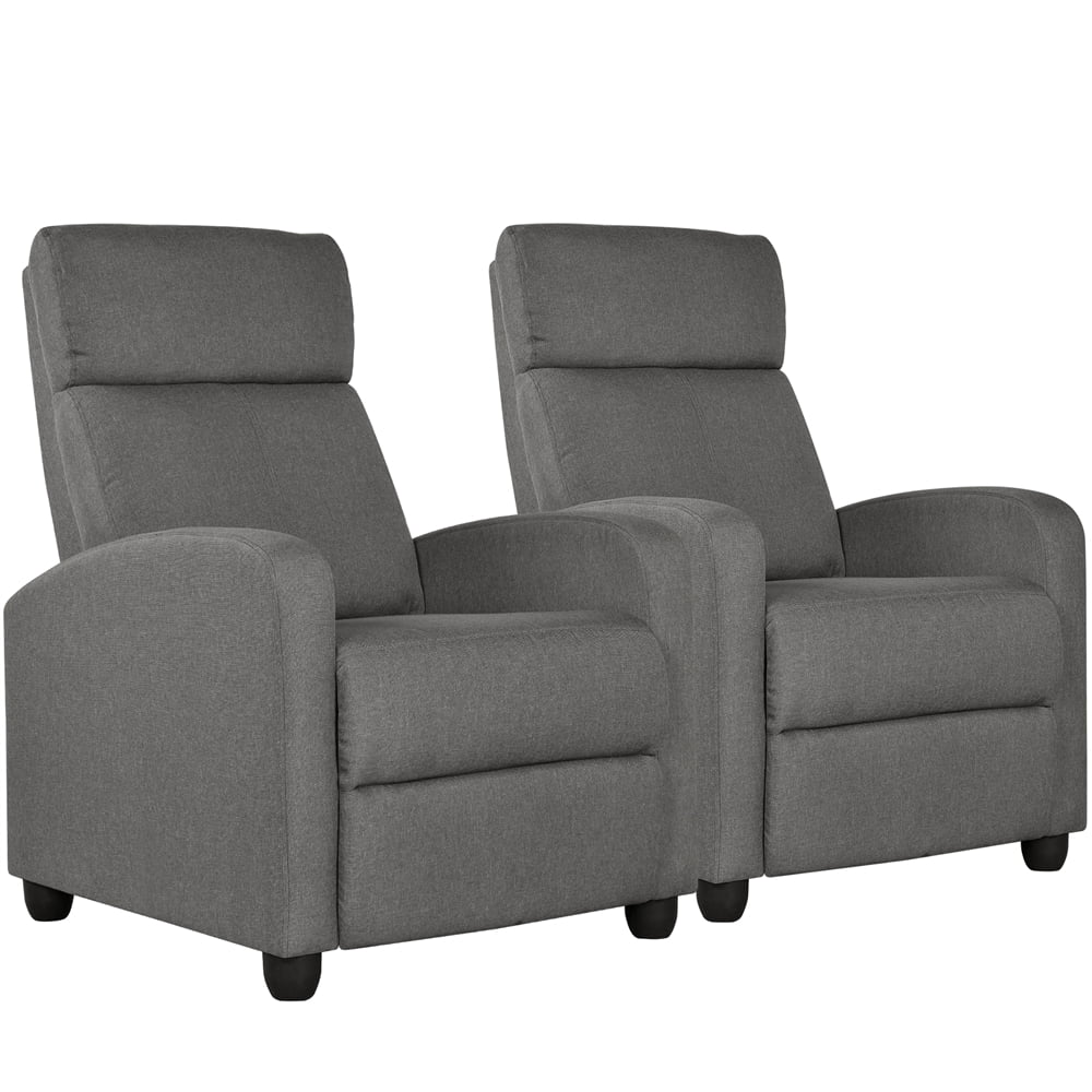 2pcs Gray Fabric Upholstered Recliner Chair Q337587