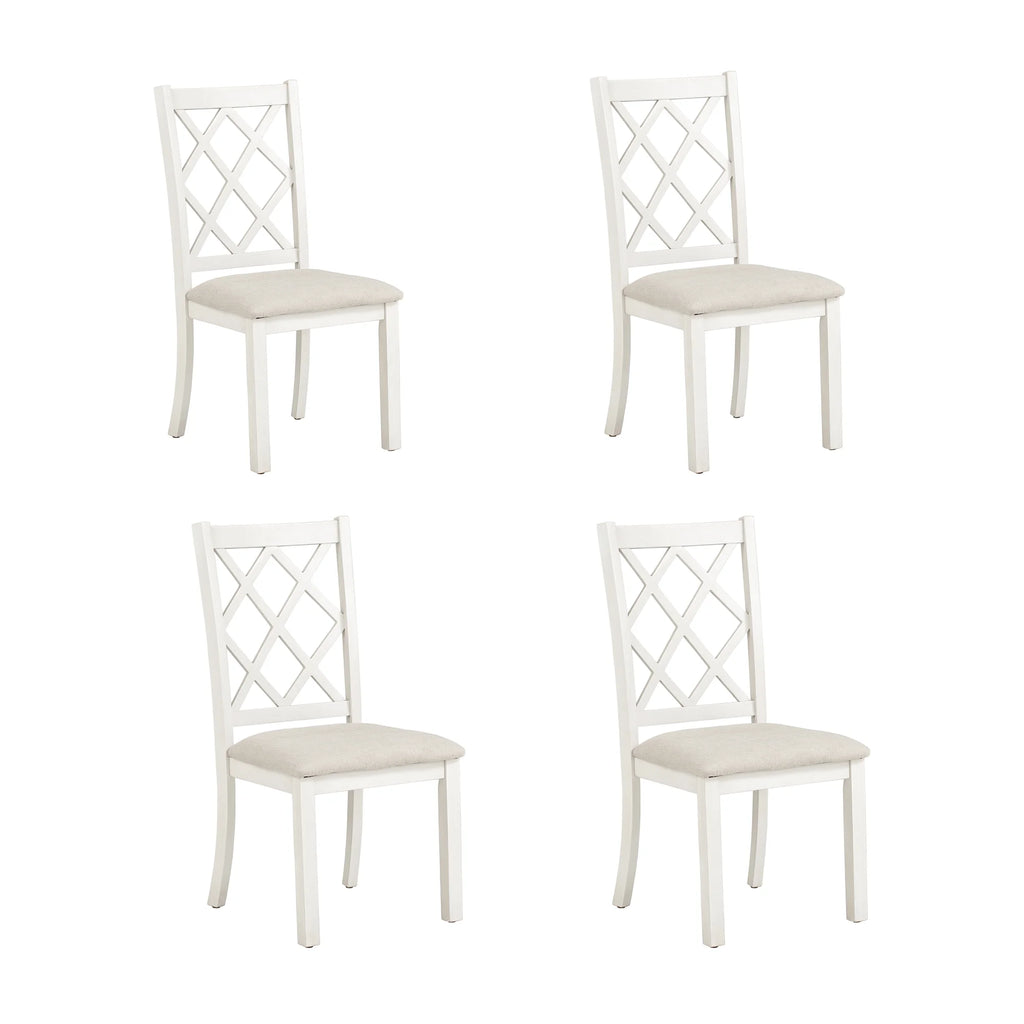 Beige Solid Wood Upholstered Dining Chairs, Set of 4 A362796