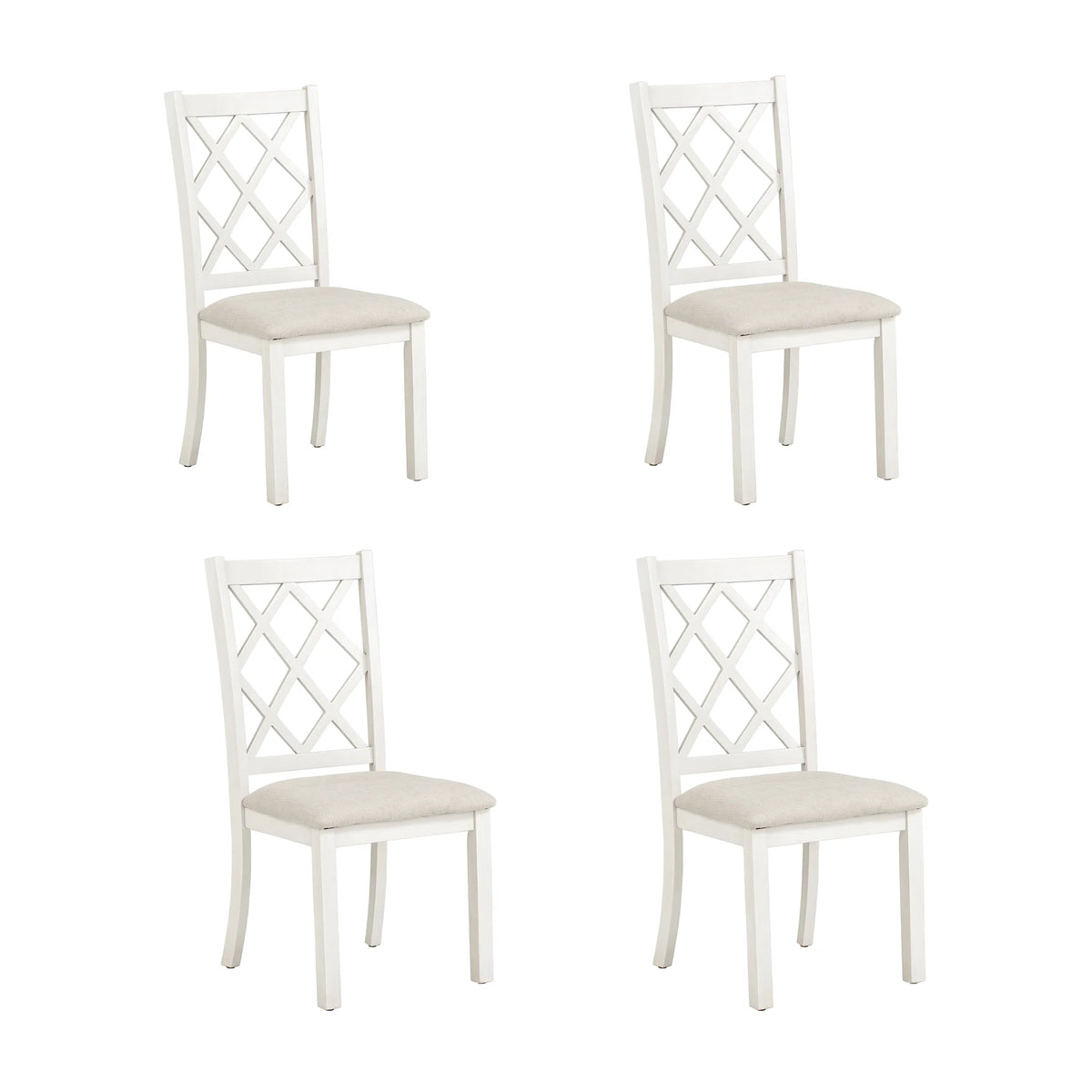 Beige Solid Wood Upholstered Dining Chairs, Set of 4 A362796