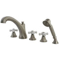 Triple Handle Deck Mounted Roman Tub Faucet with Handshower S842