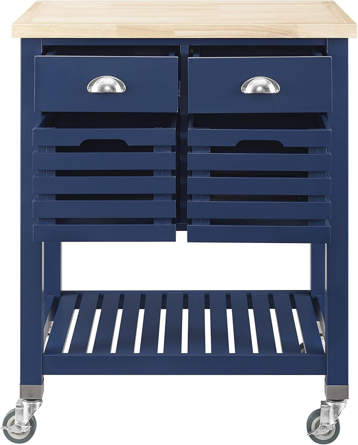 Denim Kitchen Cart with Locking Wheels O113653