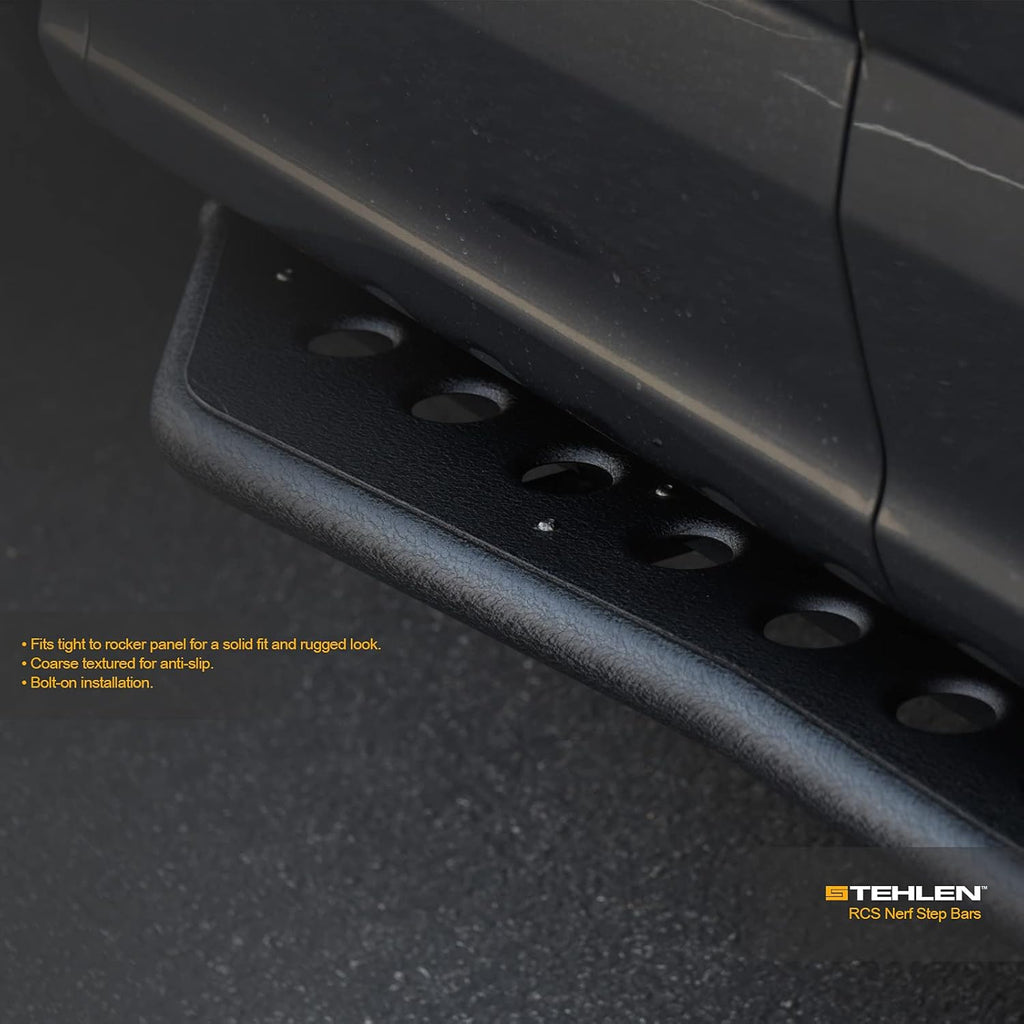 Textured Black Rock Slider Side Step Rail Nerf Bars for Ram 1500 Crew Cab W690