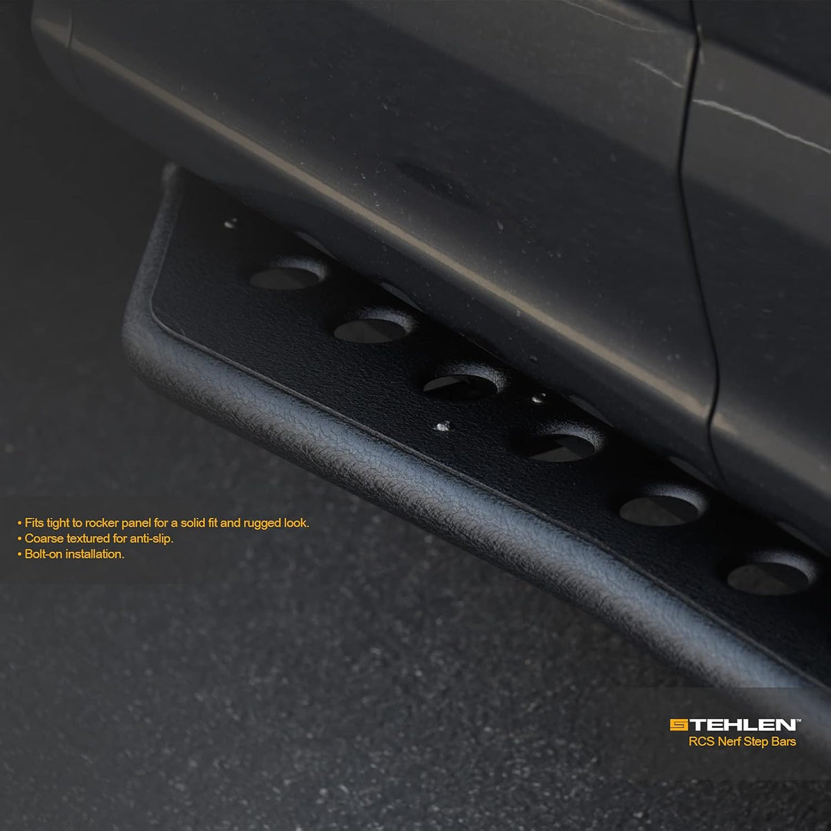 Textured Black Rock Slider Side Step Rail Nerf Bars for Ram 1500 Crew Cab W690