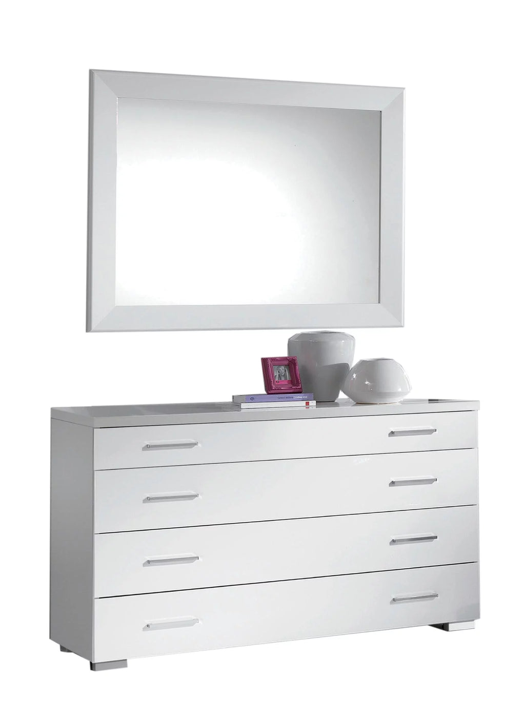 White High Gloss Lacquer 4 Drawer Dresser X113235