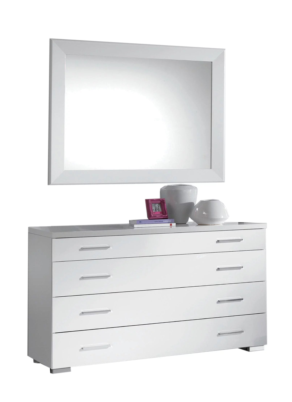 White High Gloss Lacquer 4 Drawer Dresser X113235