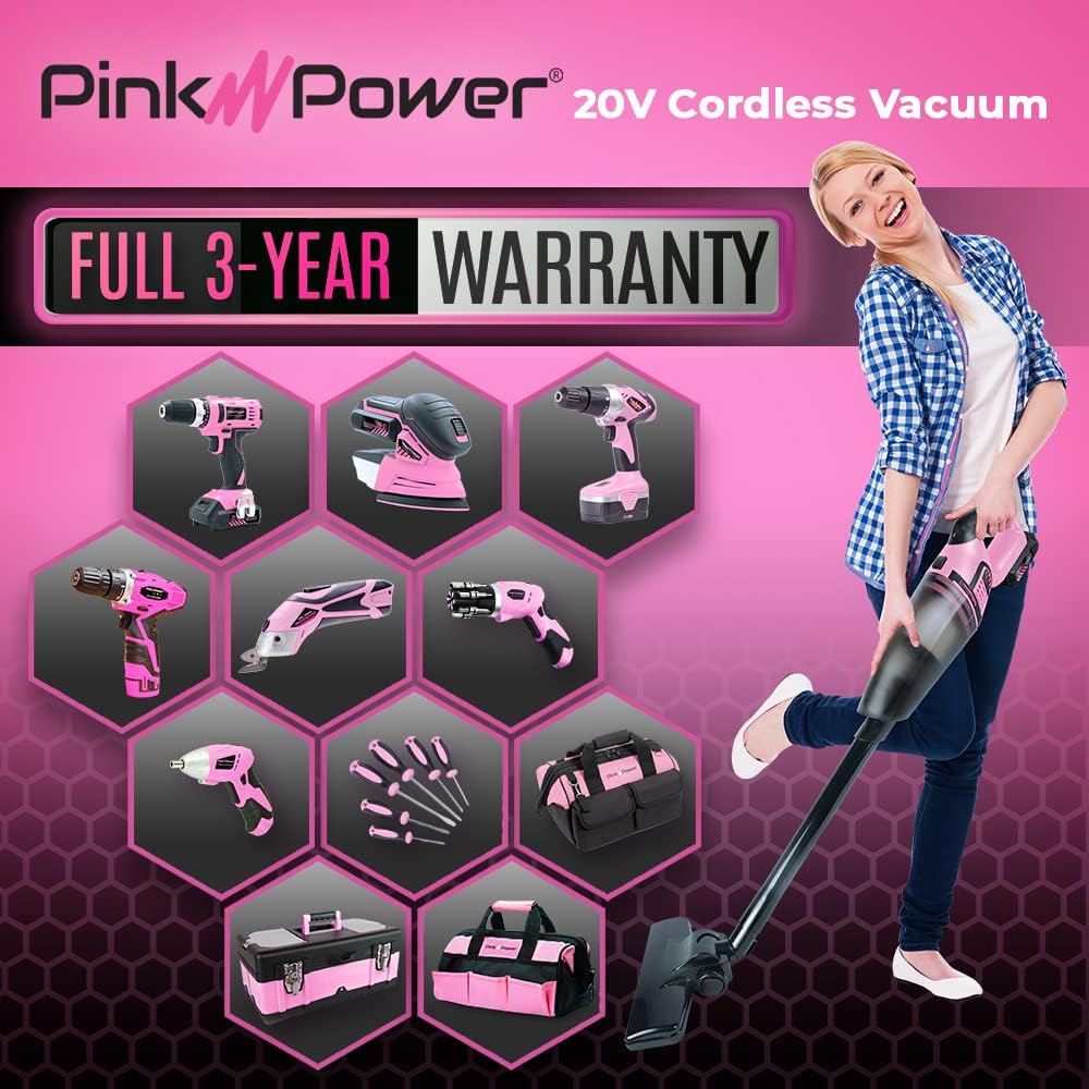 Pink Cordless Stick Vacuum Cleaner with Rechargeable Battery K169204