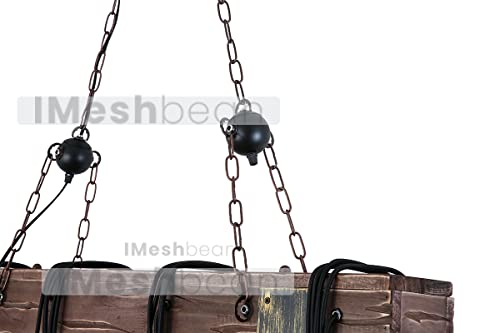 10 Heads Rustic Wood Beam Hanging Pendant Light Fixture G60044