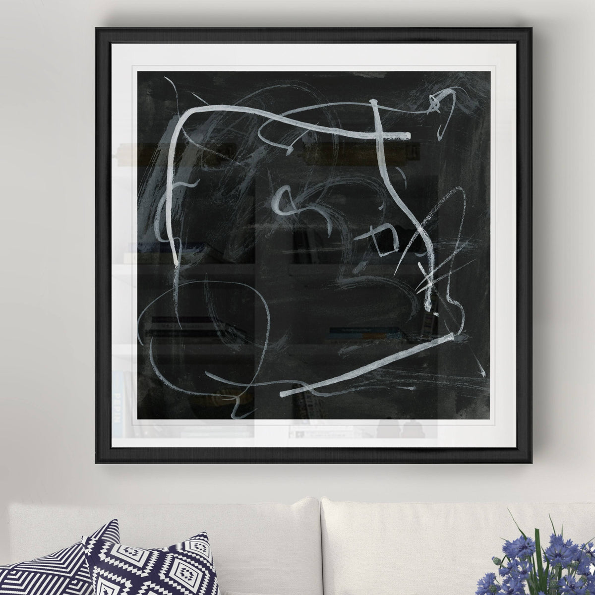 Black Framed Print 30 x 30 Gold V8893
