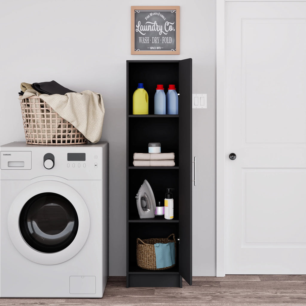 Black 16" Storage Cabinet with 2 Adjustable Shelves F599