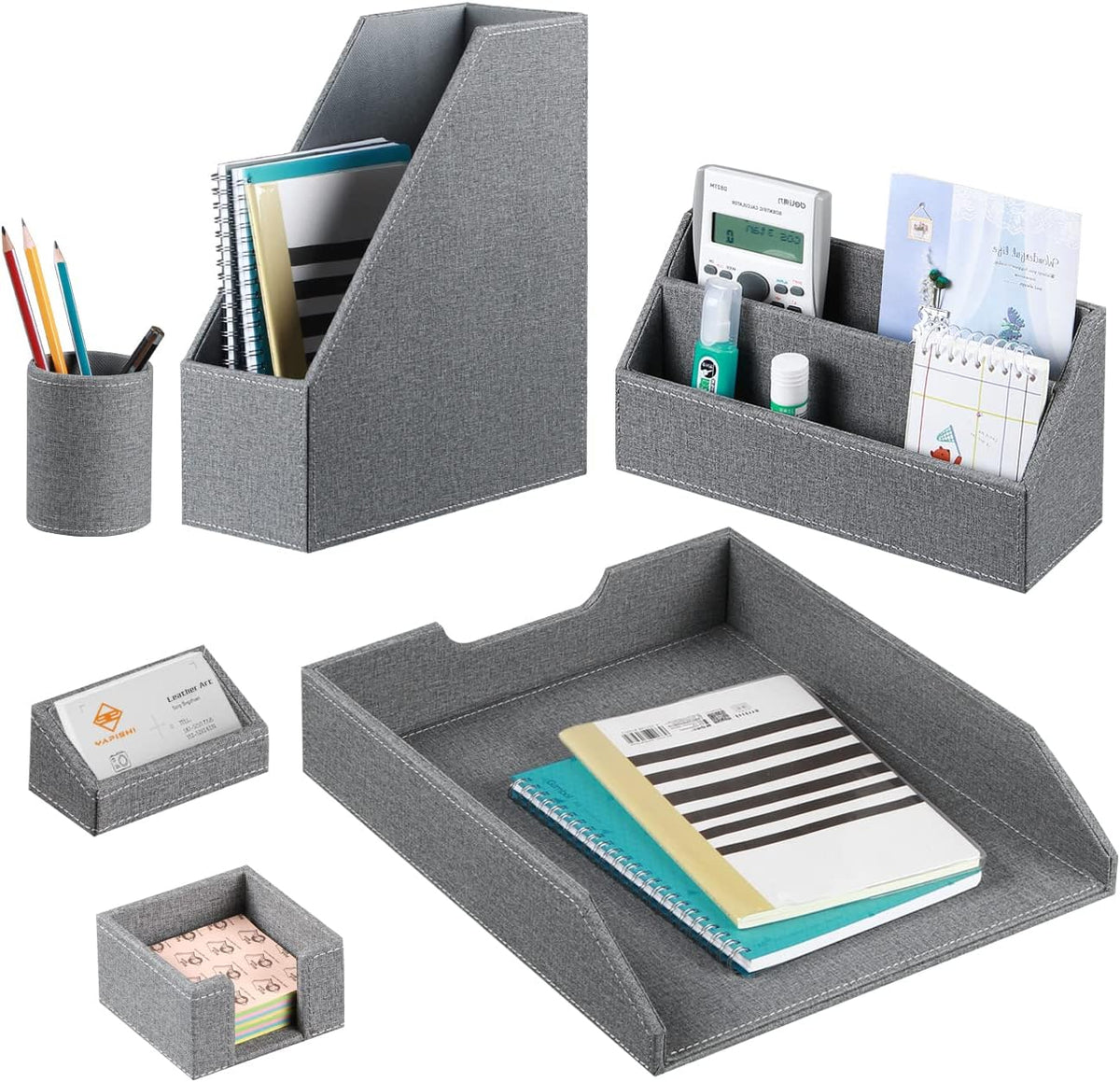6 Piece Office Supplies Storage Caddy Set S443
