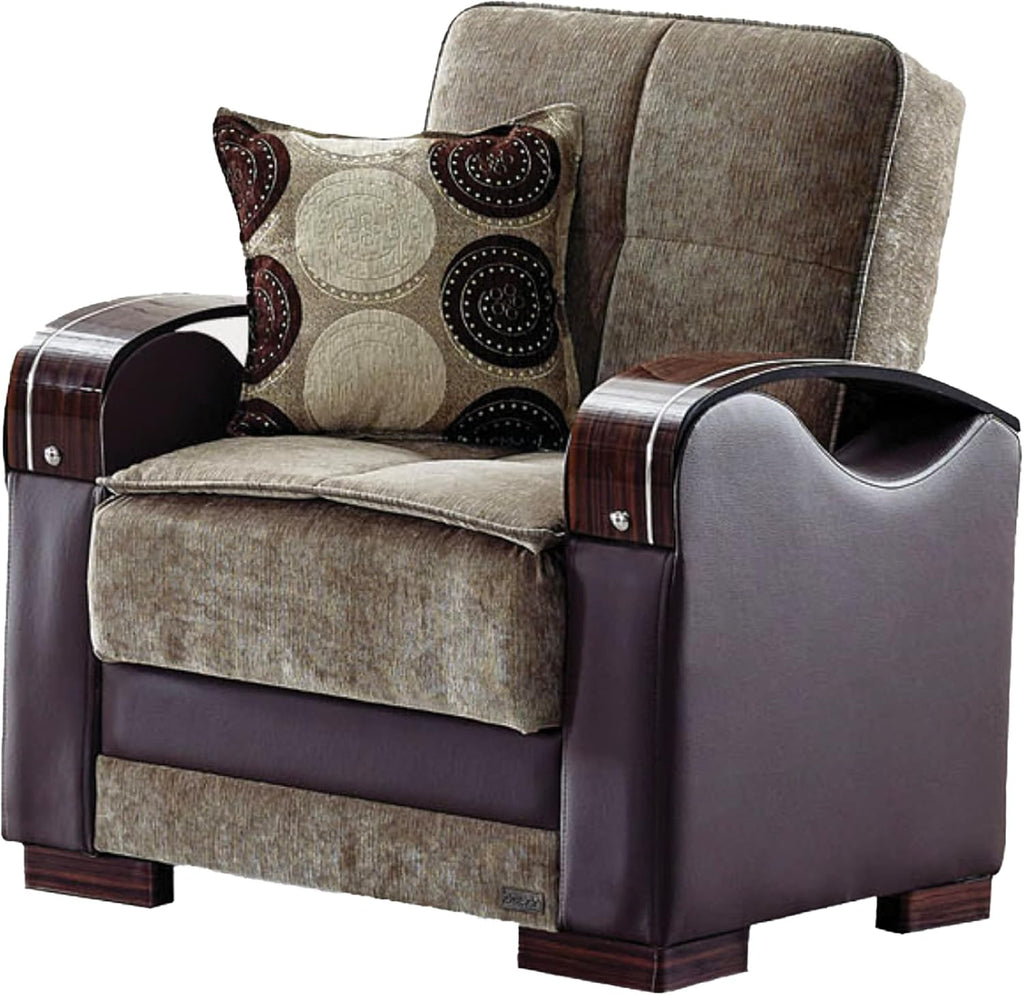 Light Brown Convertible Sleeper Chair with Storage K376022