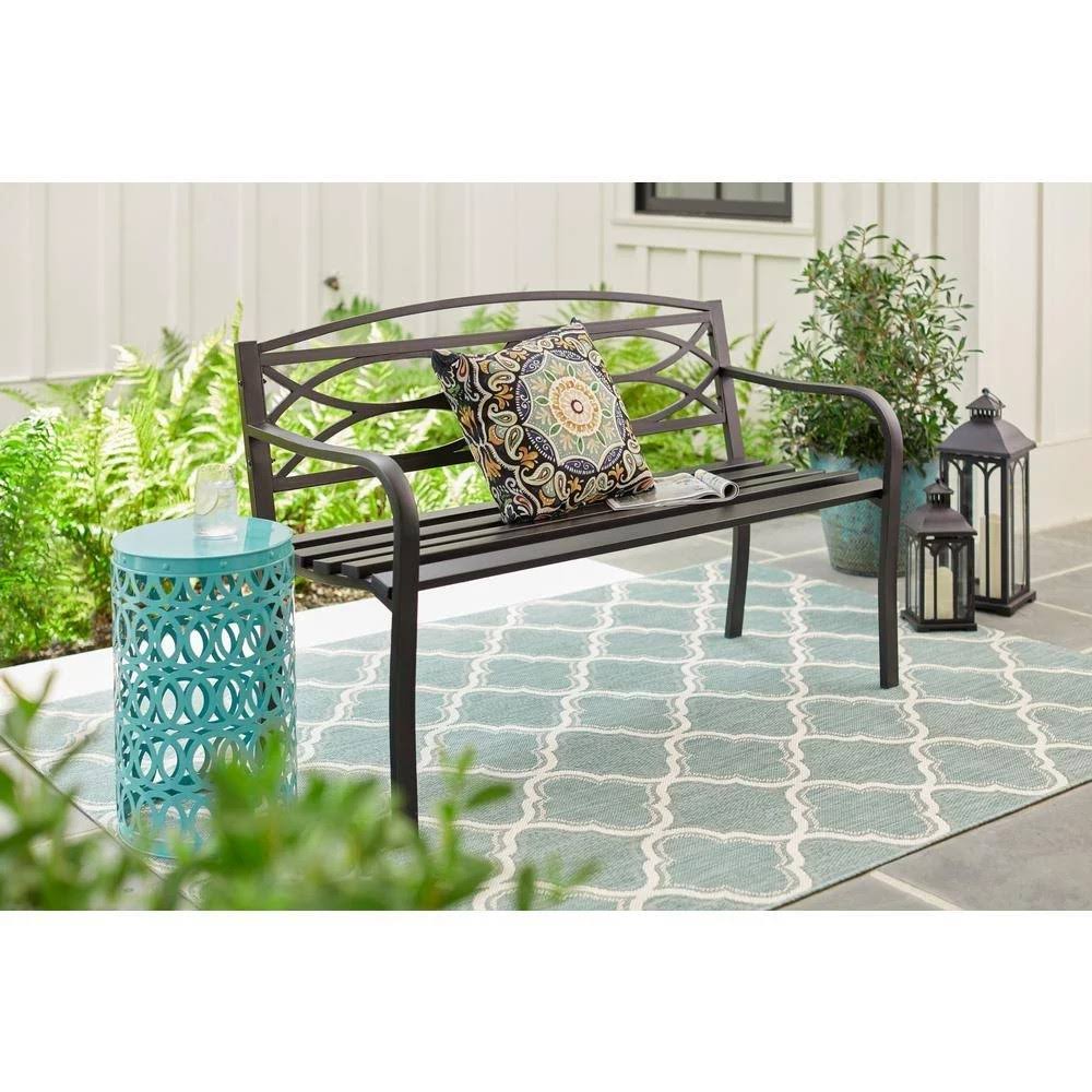 Black Metal Outdoor Patio Bench A3878