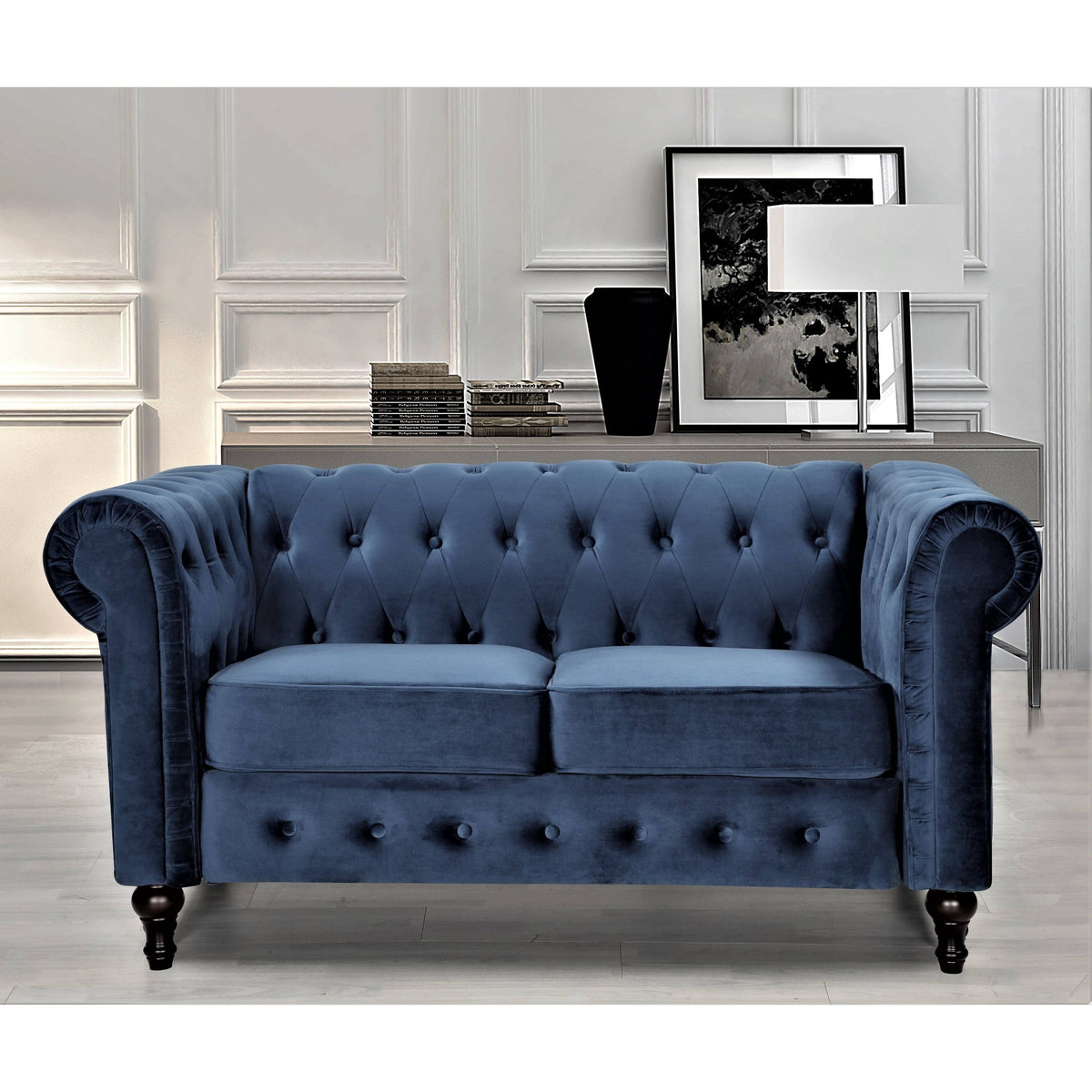 Dark Blue Chesterfield Loveseat T3059