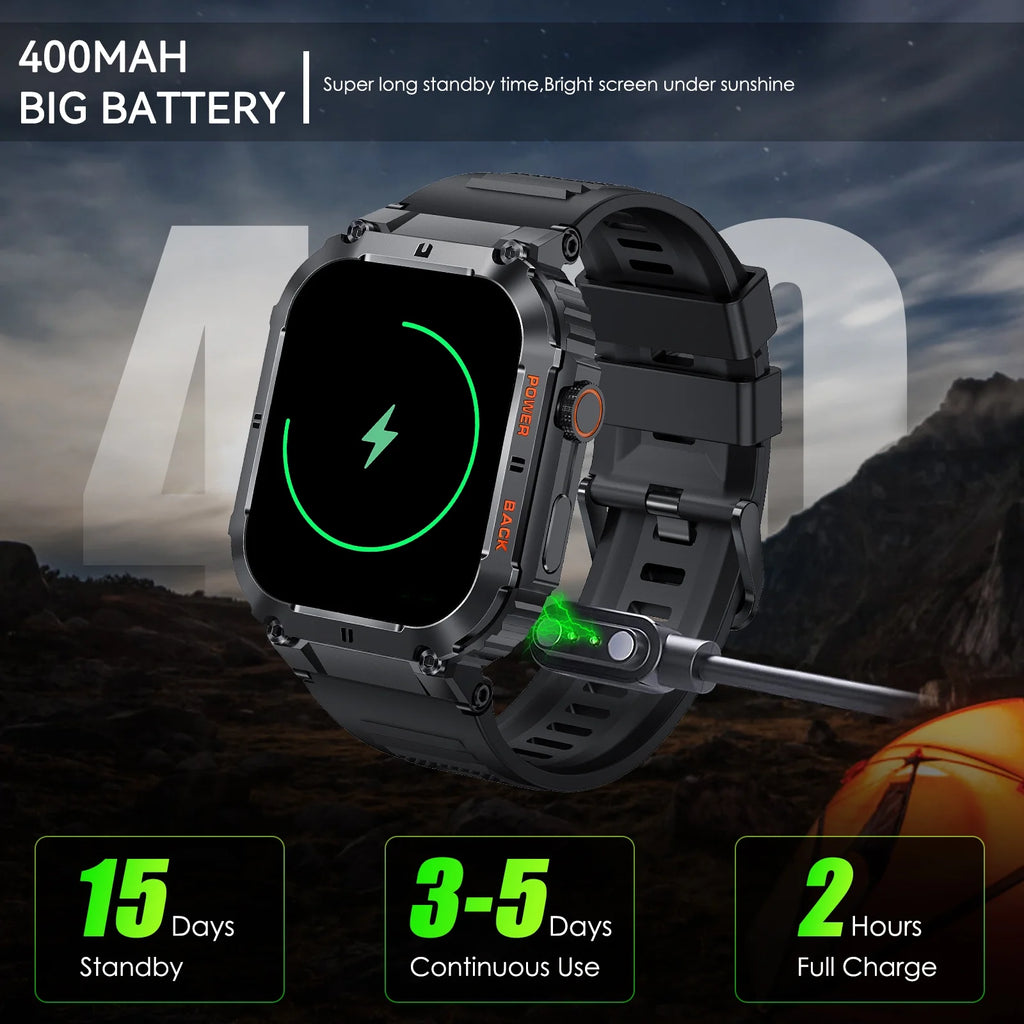 Rugged Tactical Smart Watch with 1.96'' HD Outdoor Fitness Tracker O5326