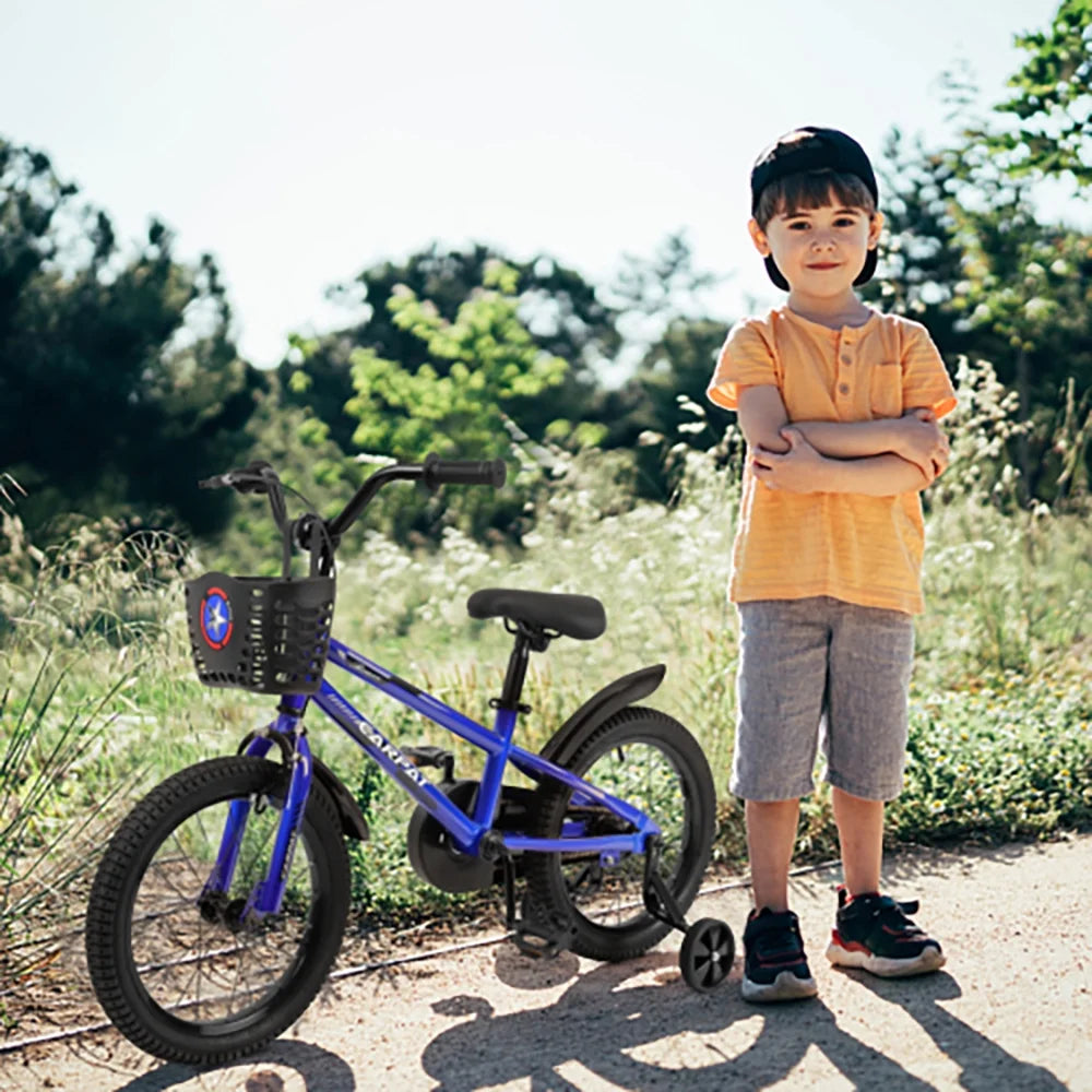 14 Inch Kids Bike with Training Wheels and Basket, White G515985