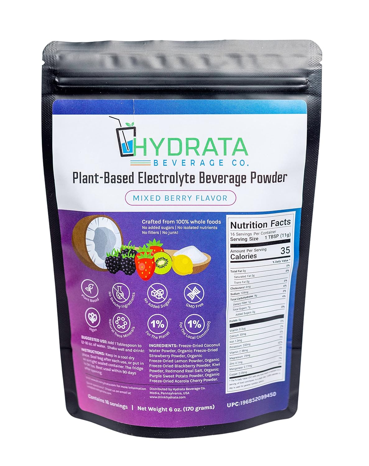 Mixed Berry Flavor Electrolyte Beverage Powder, 16 serving pouch (170 grams) X20071