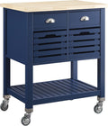 Denim Kitchen Cart with Locking Wheels O113653