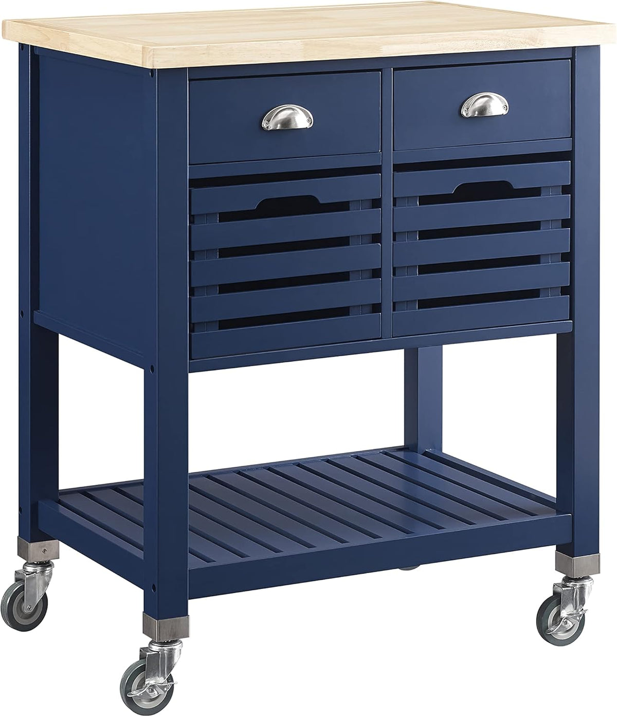 Denim Kitchen Cart with Locking Wheels O113653