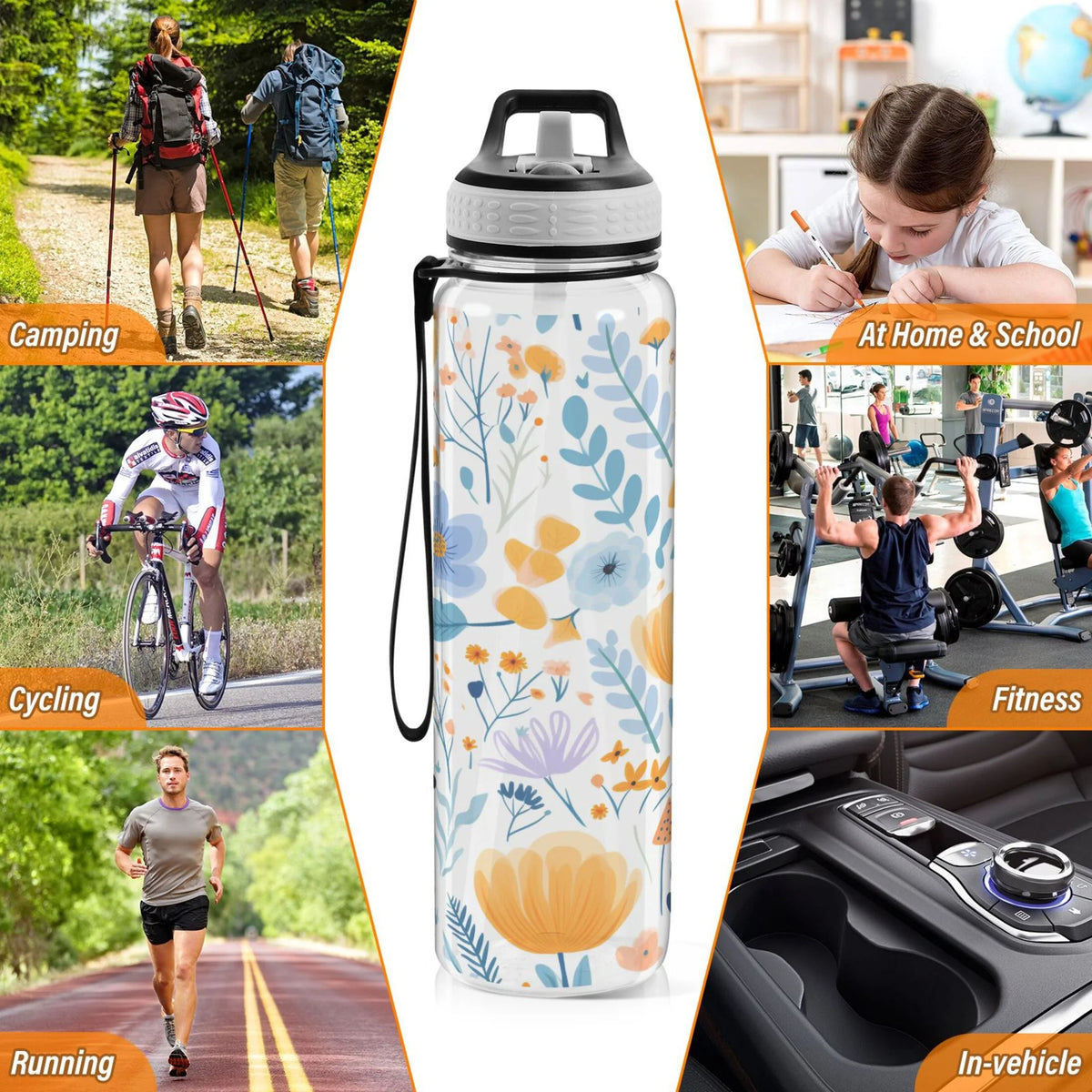 32oz Tritan Water Bottles with Straw Leakproof BPA Free Clear S686415