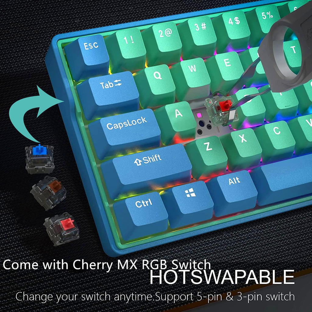 60 Percent Wireless Mechanical Keyboard with Cherry MX Blue Switch Z5275