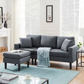 Dark Gray Polyester Reversible Sofa and Chaise with Ottoman H7428