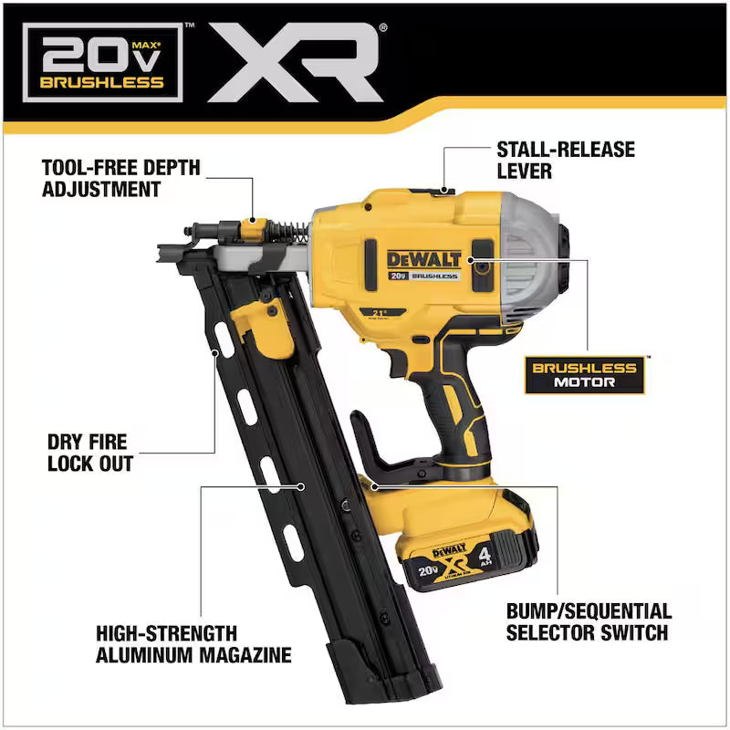 20V MAX Cordless Brushless Framing Nailer with Battery and Charger B712176