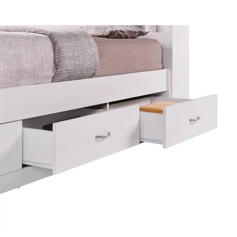 Twin-size Captain Bed with 3-Drawers and Headboard White P415